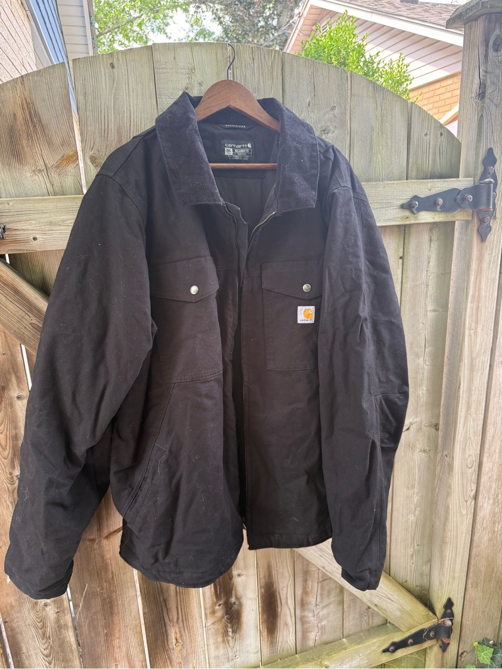 Carhartt Men’s Black Duck Work Jacket with Corduroy Collar